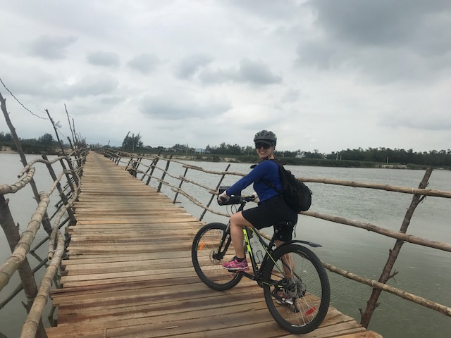 On a bike, on a bridge, in Vietnam!
