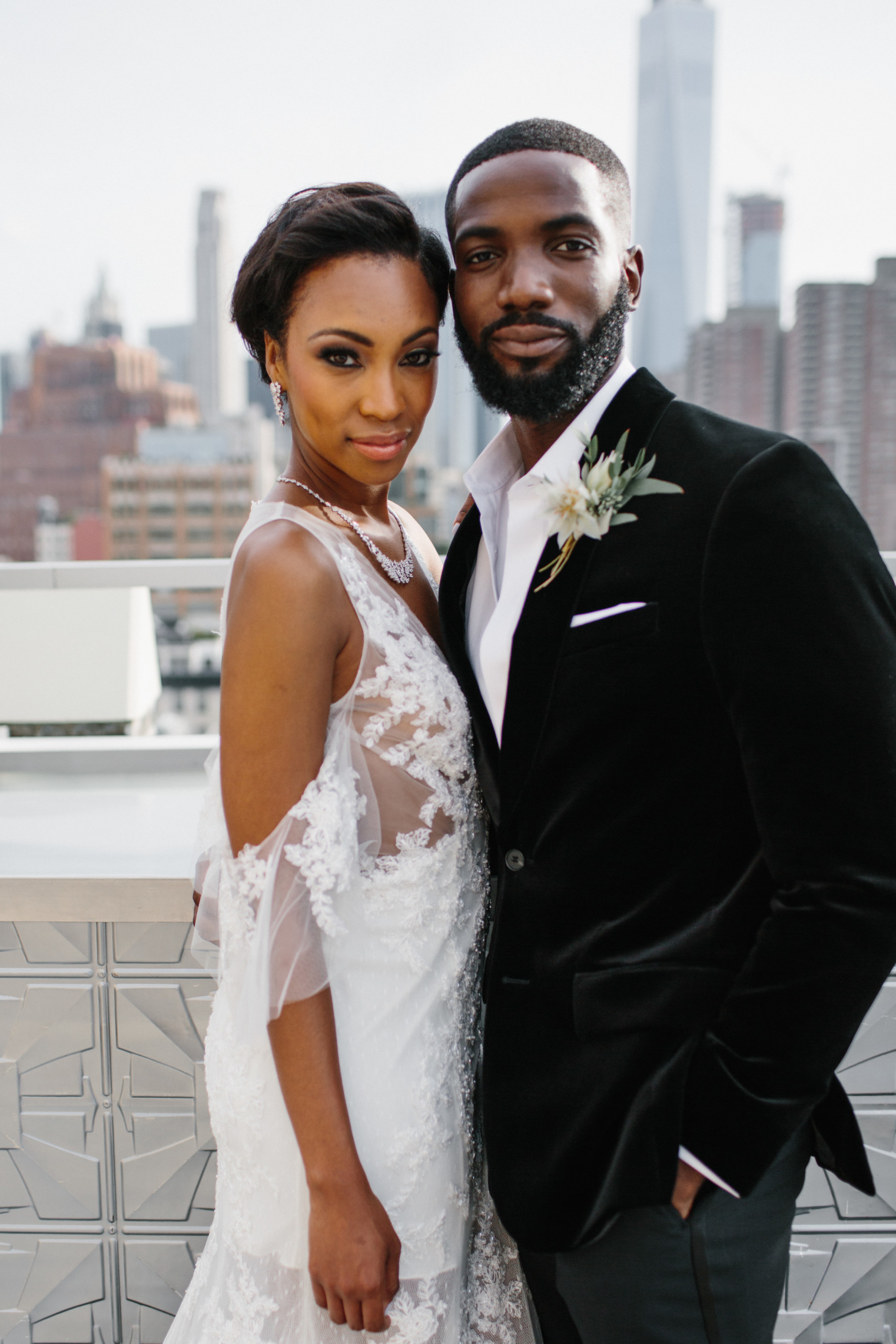Chic bride at Tribeca Rooftop in New York City