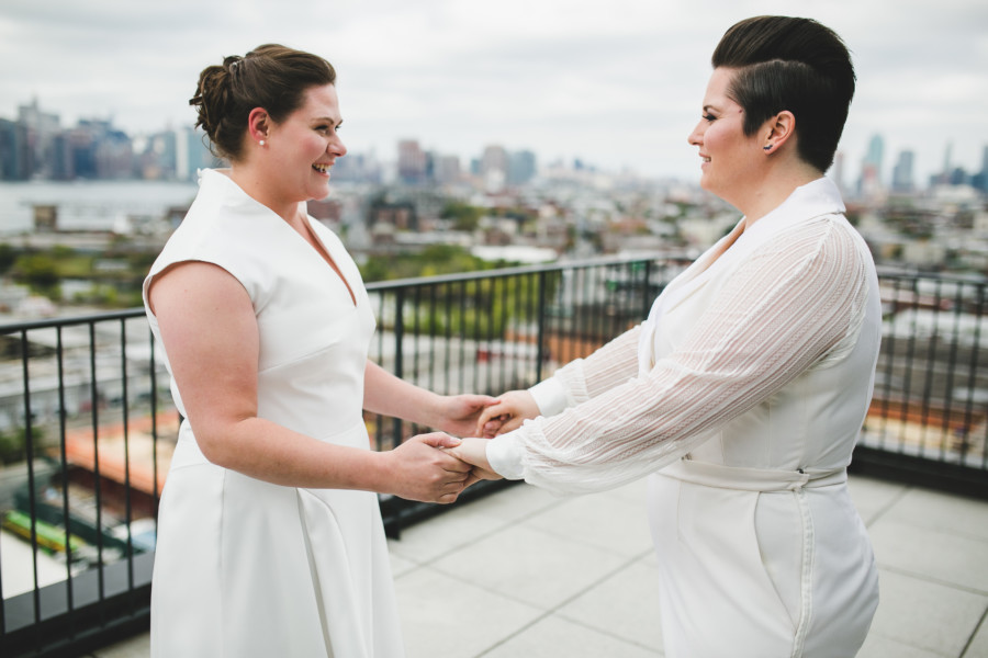 Two brides getting married at the Wythe Hotel, Williamsburg, Brooklyn