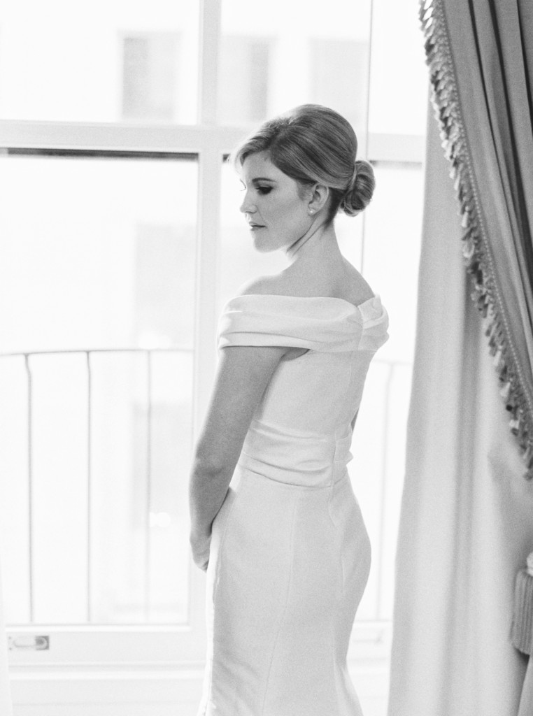Bride at University Club in NYC with elegant modern chignon